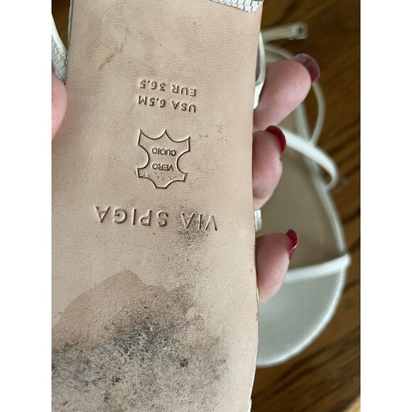 VIA SPIGA Womens White Croc Toe-Loop Calandre Leather Slingback Sandal 6.5m - Picture 2 of 3